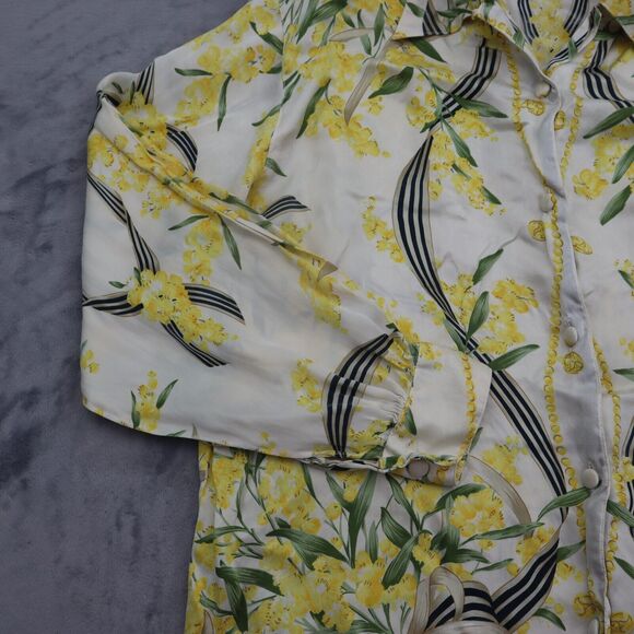 CQY Shirt Womens XL Multicolor Long Sleeve Collared Tropical Button Up - Picture 9 of 16